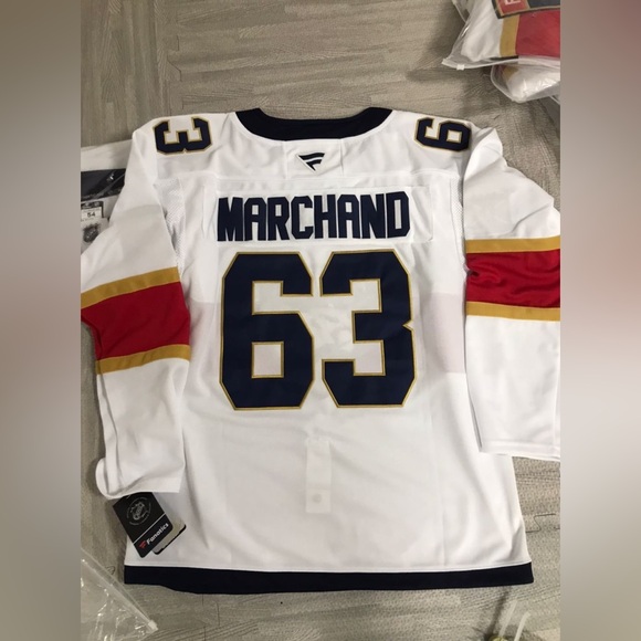 Florida Panthers White Hockey Jersey with Red and Gold Accents - Picture 2 of 2